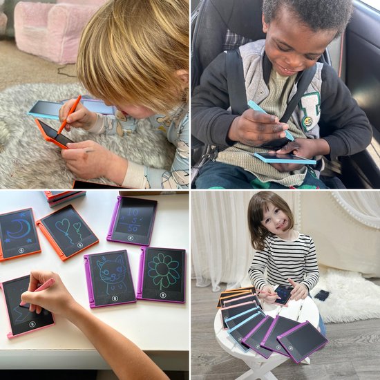 Partizzle 12x Tableau à dessin magnétique pour enfants - Mini tableau noir / Tablette à dessin LCD avec écran - Dessin créatif - Cadeaux d'entreprise Tableau de dessin éducatif - Petits cadeaux d'entreprise - Grabbelton Treat Gifts - 11 cm / 4 Couleurs