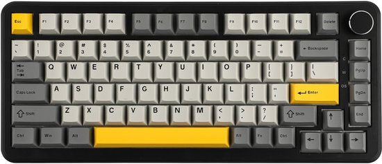 Ajazz AK820 MAX HE - 75% Wired RGB Gaming Keyboard - Hall Effect Rapid Trigger Mechanical Keyboards - Gasket - Hot Swap - 8K Hz Polling Rate - QWERTY Keyboards - 82 Keys - Moonlight Yellow