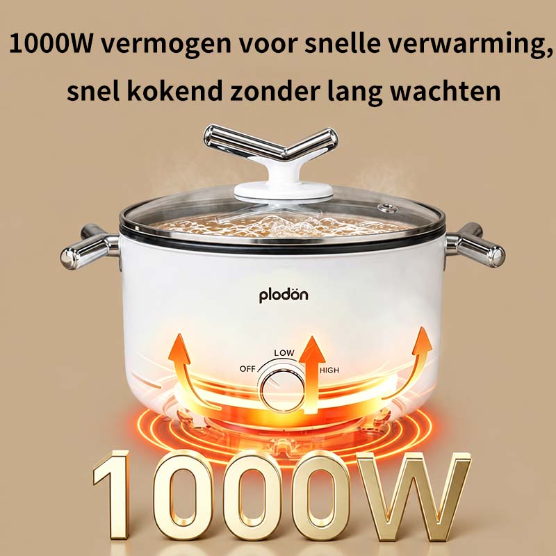 Plodon : cuiseur à pression amélioré à parois épaisses pour légumes - casserole de 2,0 L, 1 000 W, avec revêtement antiadhésif et deux niveaux de puissance