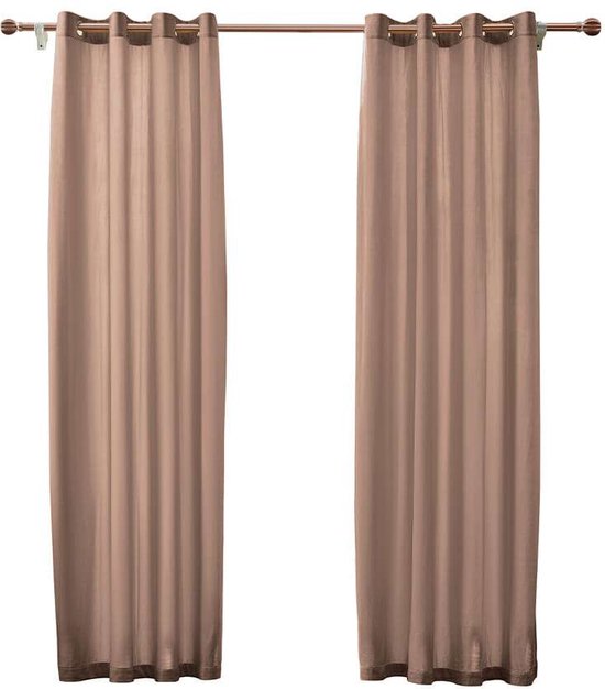 Larson - Rideaux en velours - 1,4 m x 2,5 m - Anneaux - Rose