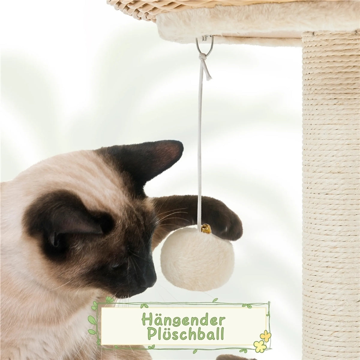 Yaheetech : Arbre à chat avec panier en rotin - 137,5 cm de haut - 54 x 48 cm - Beige