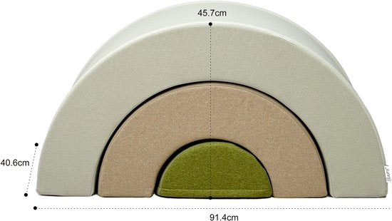 Blocs en mousse Sunny Seli Rainbow – Blocs souples pour grimper, empiler et jouer – Beige, marron et vert – Blocs en mousse Softplay – Jouets Montessori – Lot de 3 – À partir de 12 mois – Jouer et apprendre en toute sécurité