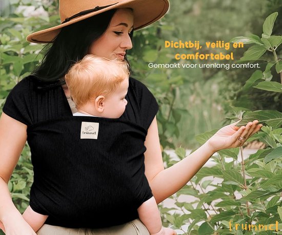 Frummel Baby Carrier Black - Écharpe de portage - Porte-bébé - Écharpe tissée - Bébé 0-36 mois - Nouveau-né