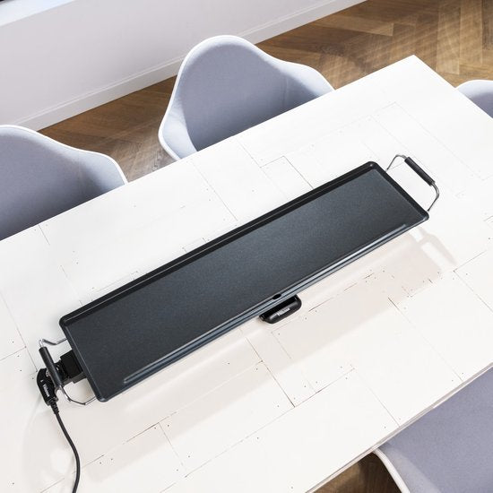 Plaque de cuisson Tristar BP-2984 - Plaque de cuisson Gourmet XL - Plaque de grill 90 cm - Pour 8 à 10 personnes - Avec thermostat réglable - Revêtement antiadhésif - Cordon d'alimentation extra-long - Noir