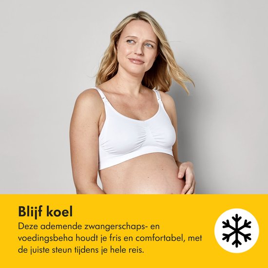 Soutien-gorge Medela Keep Cool - Soutien-gorge d'allaitement sans coutures - Soutien-gorge de grossesse avec 2 zones respirantes - Tissu Soft Touch - Blanc - Taille M