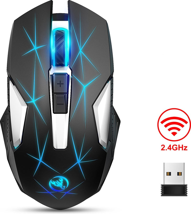 HXSJ T300 2.4G Draadloze Gaming Muis - Computermuizen - Ultra licht - Compact Voor Onderweg - RGB Verlichting - Zwart