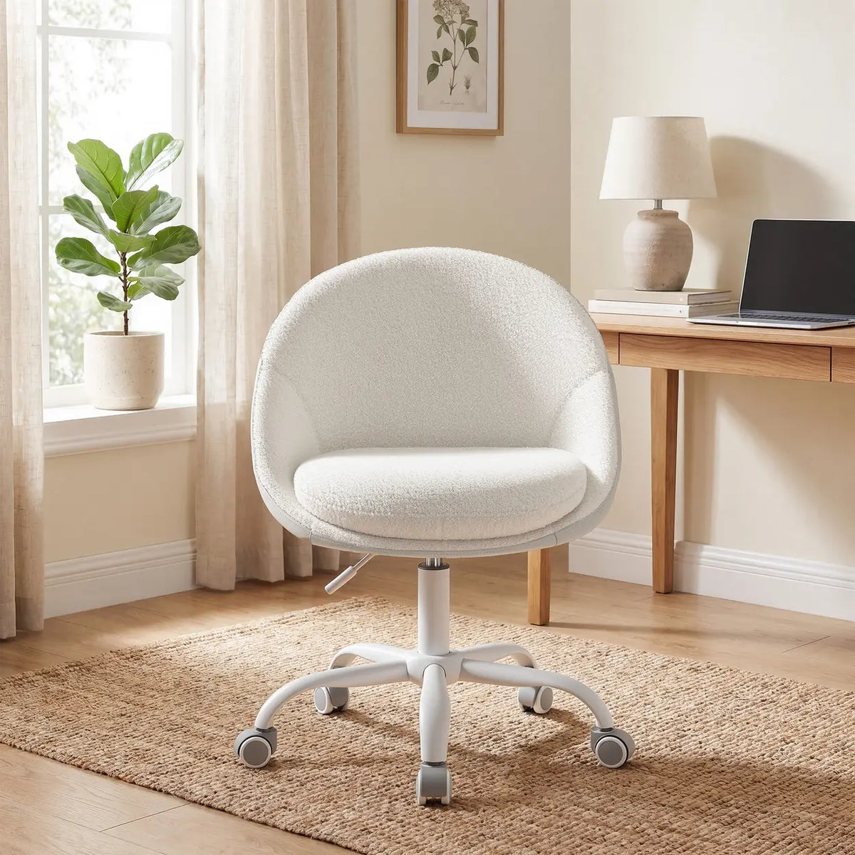 Chaise de bureau JOYFURNOS Sherpa - Réglable en hauteur - Beige/Blanc