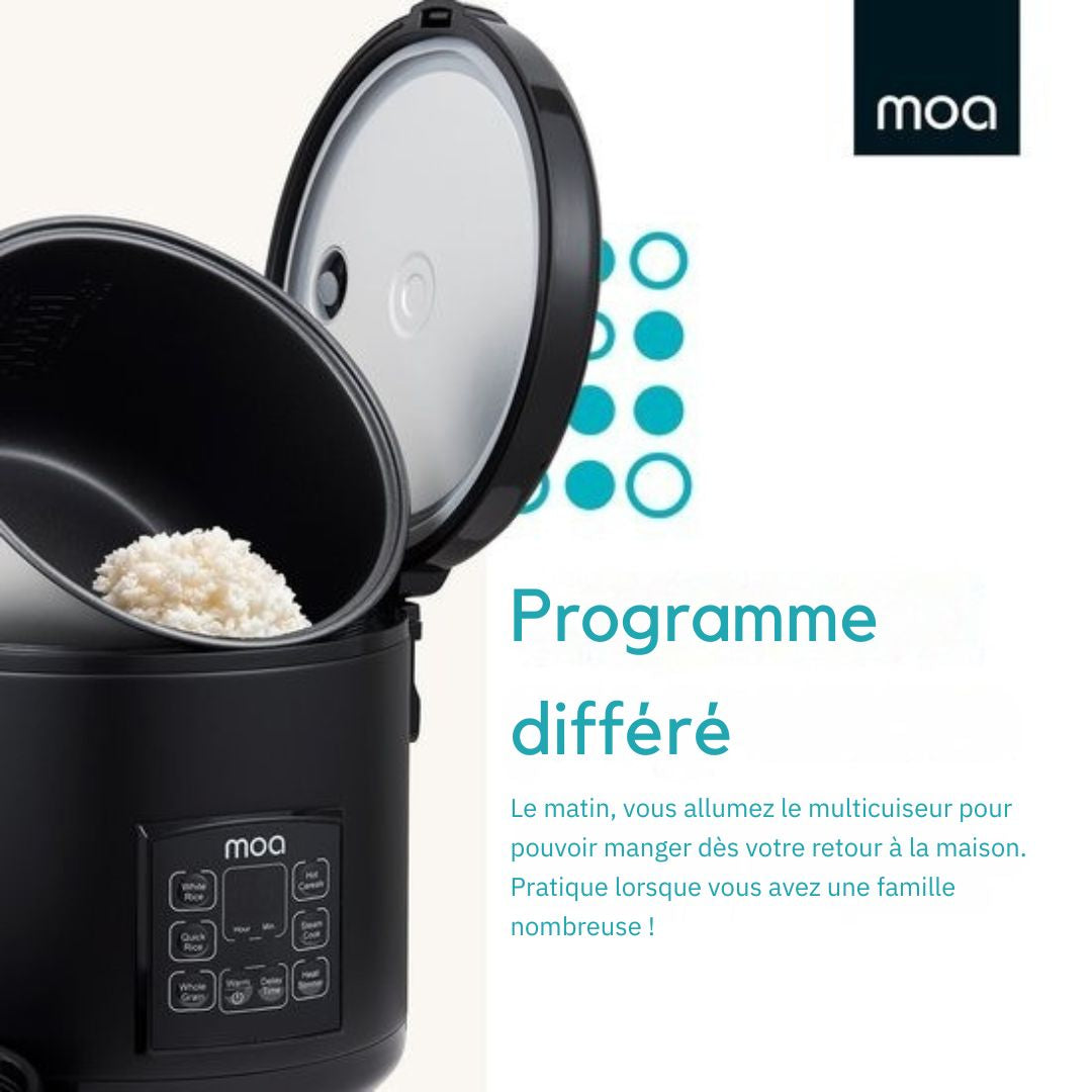 Multicuiseur 5L MOA Cuiseur de riz - vapeur Mijoteuse 700W - Noir
