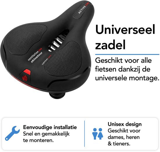 Selle de vélo ergonomique Brixy - Housse de selle incluse - Coussinets en gel et suspension - Réfléchissante - Respirante - Unisexe - Noire