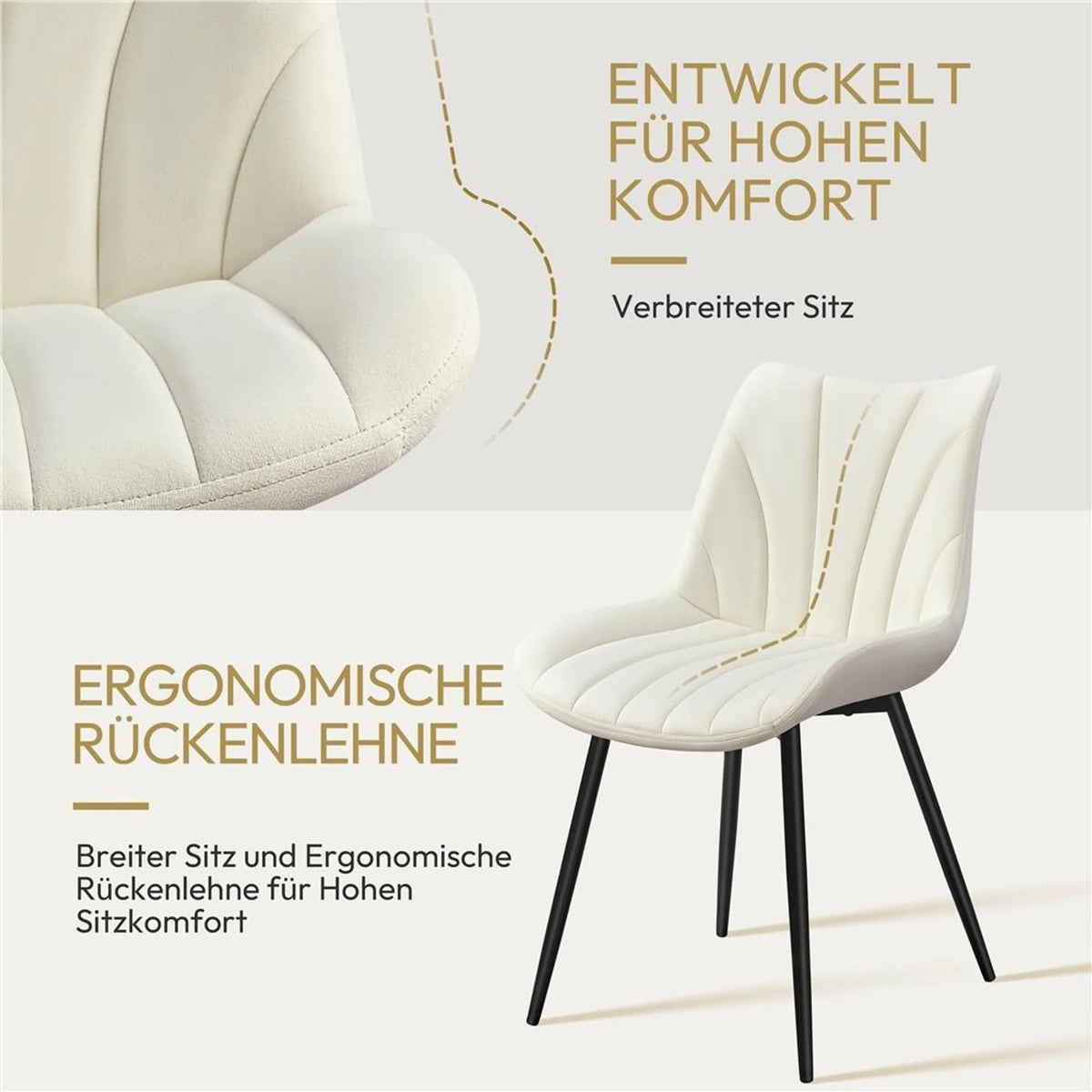 Yaheetech Lot de 2 chaises de salle à manger 47 x 58 x 84 cm – Beige – Polyester et métal