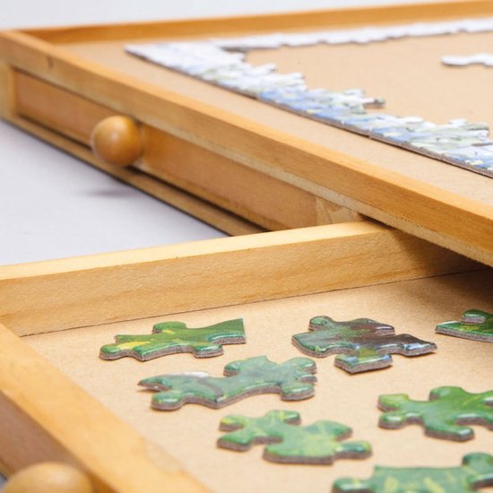 Table de puzzle de 1 500 pièces – avec 4 éléments coulissants – plateau de puzzle en bois – Idéale pour trier les pièces de puzzle par couleur et par forme
