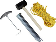 Kit de camping 9 pièces - Marteau - Piquets - Corde - Tire-piquet - Camping - Métal