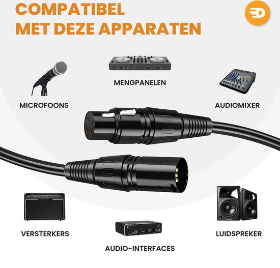 Drivv. Premium XLR Cable - Microphone Cable - Male to Female 3 pin - 5 Metres