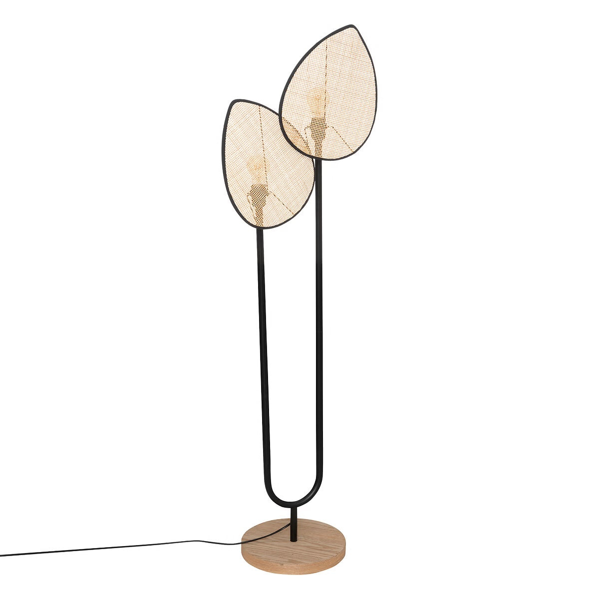 Lampadaire Atmosphera Olme - métal et bois naturel - 143 cm