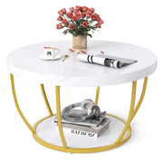 Table basse ronde Coast - 2 niveaux - structure métallique - blanche - 80 x 45 cm