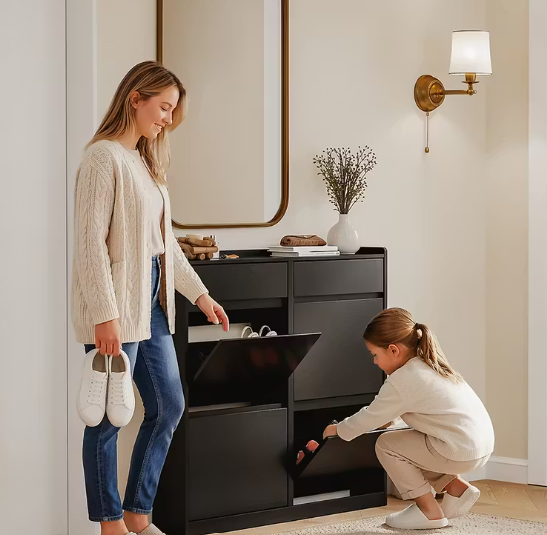 Armoire à chaussures SoBuy FSR169-SCH - Design étroit - 19 x 98 x 95 cm - Noir