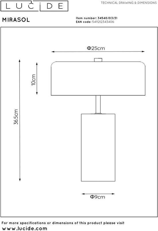 Lucide MIRASOL - Lampe de table - Ø 25 cm - 3xG9 - Blanc