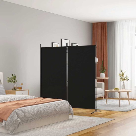 vidaXL - Paravent - avec - 2 - panneaux - 175 x 180 - cm - tissu - noir
