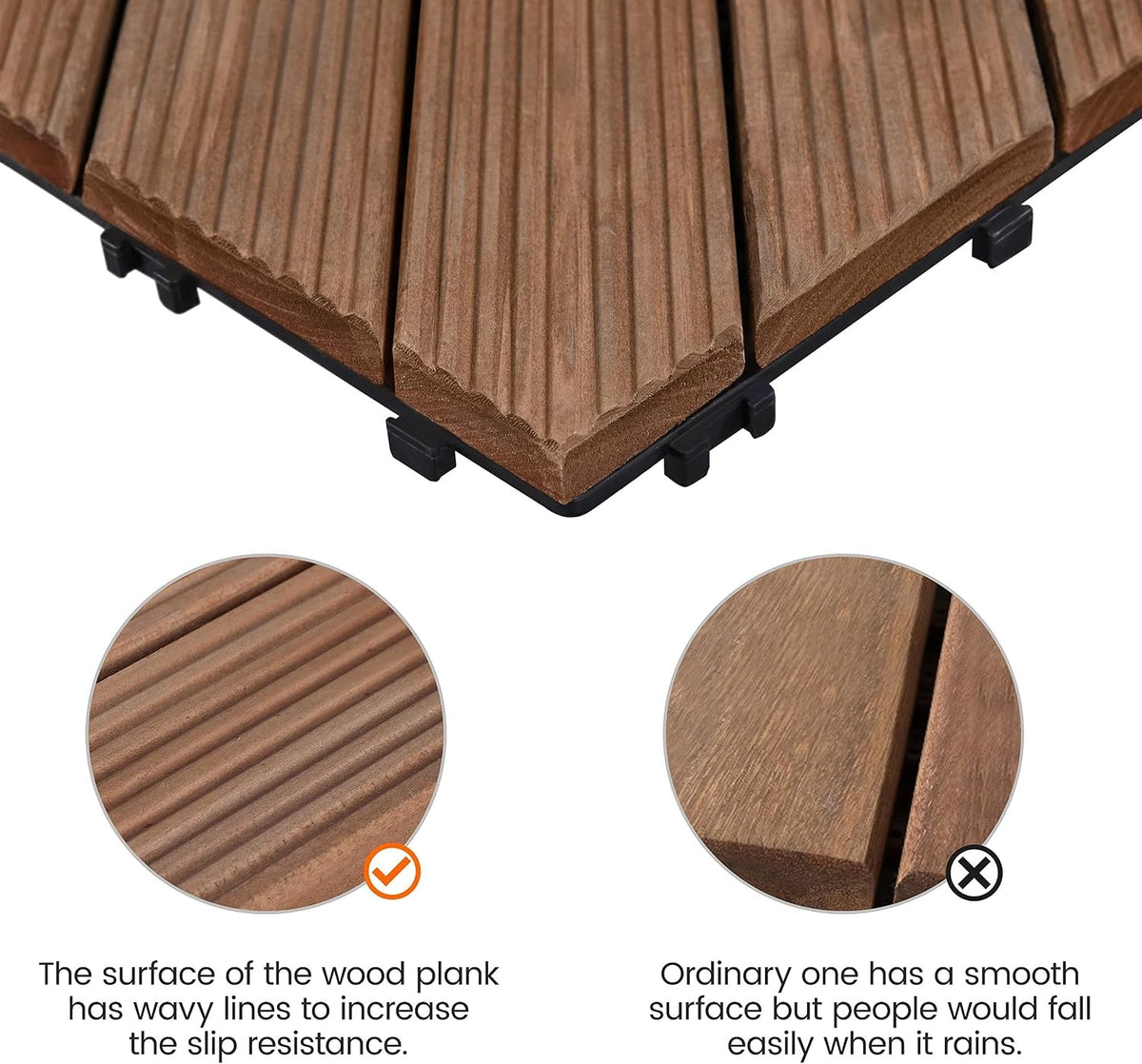 Dalles de terrasse en bois Yaheetech - 27 pièces - Motif en diagonale - Marron