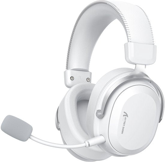 Casque de jeu sans fil ATTACK SHARK L30PRO - Son surround 7.1 - Haut-parleurs de 50 mm - Faible latence de 20 ms - Microphone amovible avec réduction du bruit - Armature en alliage d'aluminium - Connectivité tri-mode - Casque circum-auriculaire - Blanc