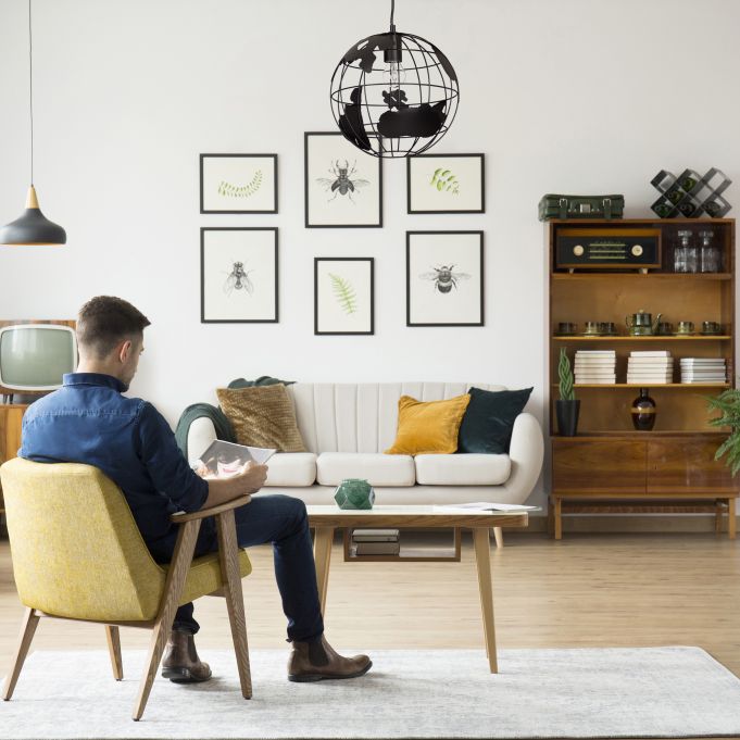 Suspension « globe terrestre » Relaxdays - Ø 30 cm - Réglable en hauteur - Noir