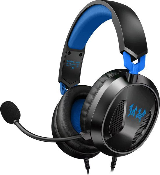 Casque gaming KOTION EACH G3100 - Casque circum-auriculaire avec microphone - Compatible avec Nintendo Switch, PS5, PS4, Xbox Series X|S, Xbox One, appareils mobiles et PC - Noir et bleu