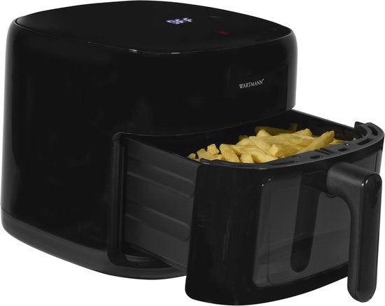 Wartmann Airfryer Compact - Friteuse à air chaud sans PFAS avec fenêtre de visualisation - 6 litres - 10 programmes - 1500 Watt - Noir
