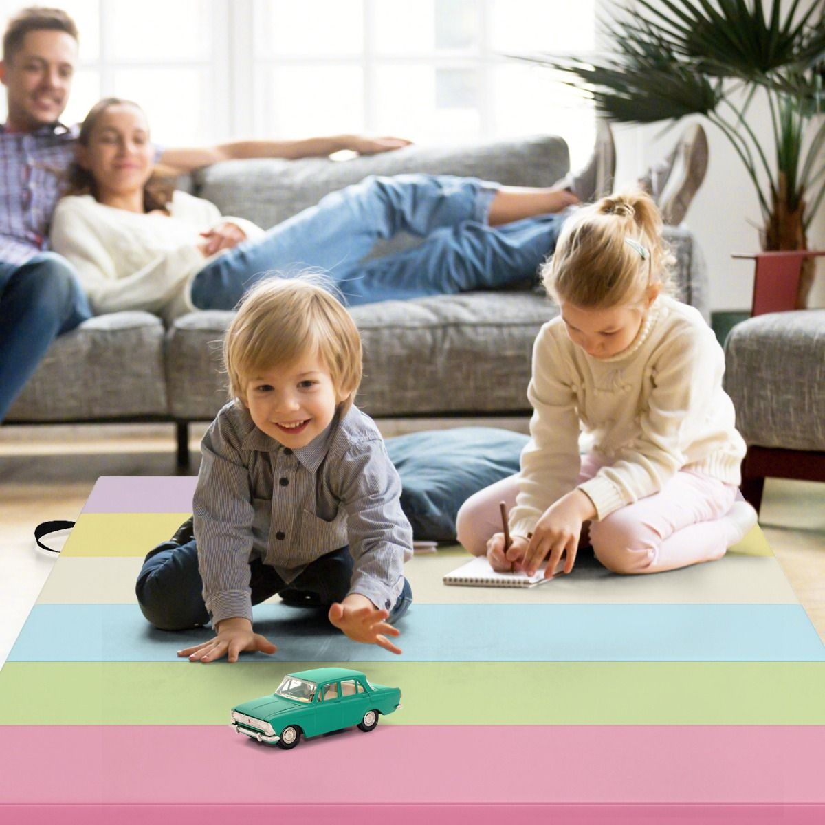 Tapis de gymnastique pliable Coast - En trois parties - Portable et léger - Multicolore 180 x 120 x 4 cm