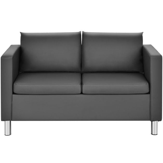 Canapé deux places Coast - 120x60x62.5 cm - Cuir - Gris
