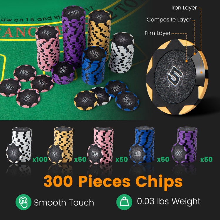 Jeu de poker Coast - 300 jetons - avec mallette portable noire