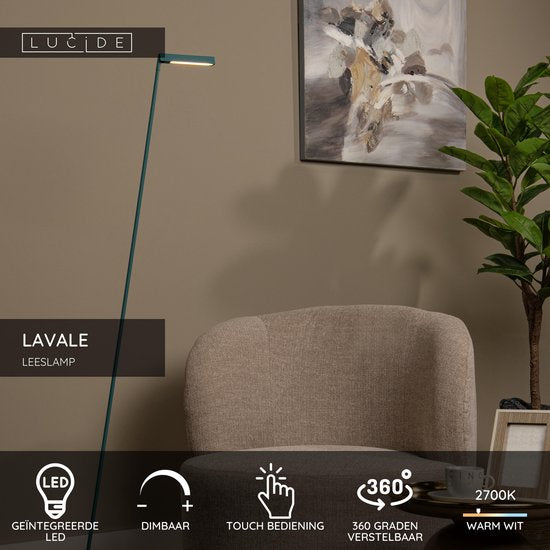 Lucide LAVALE - Lampe de lecture - LED à intensité variable - 1x3 W 2700 K - Turquoise