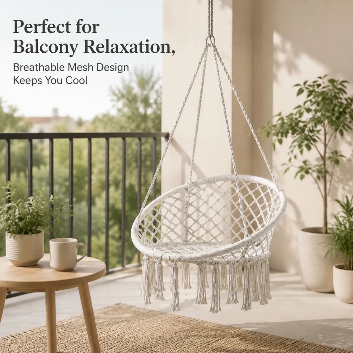 Fauteuil suspendu Terrabeta en polycoton - beige