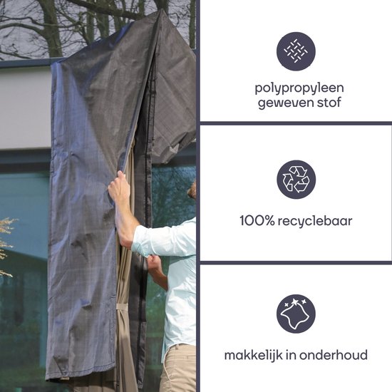 Housse d'extérieur Perel pour parasol suspendu jusqu'à Ø 3,5 m, grise, 260 cm x 86 cm
