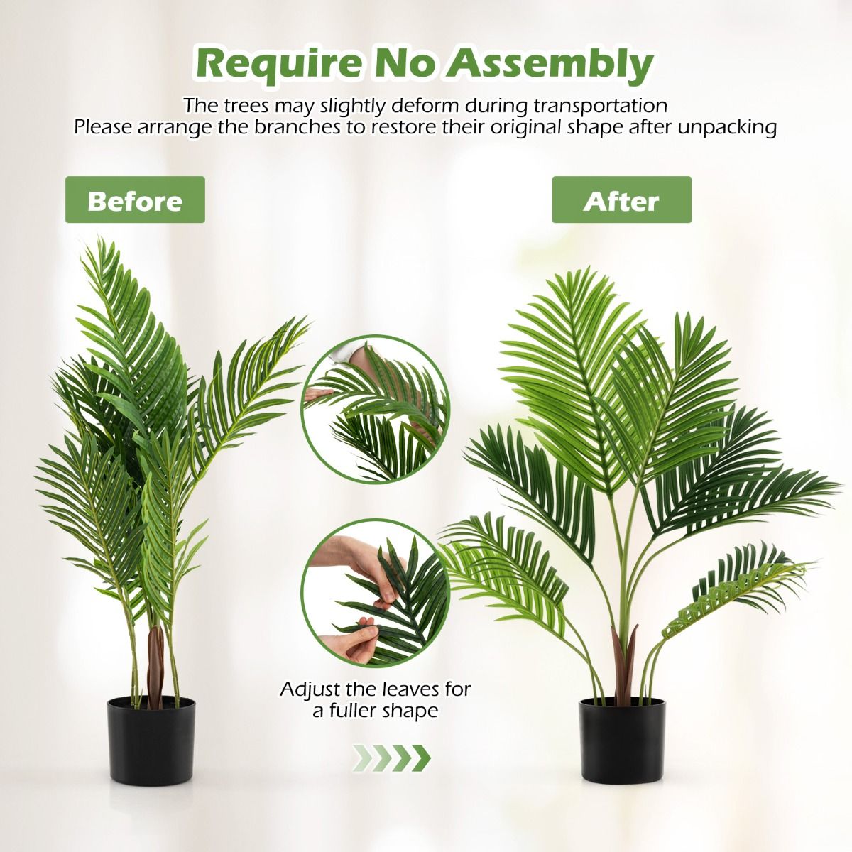 Ensemble de palmiers Areca artificiels Coast - 2 pièces - aspect réaliste - sans entretien - vert - 90 cm