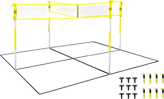 Umbro Sportnet - Kit de jeux - 168 x 400 cm - 4 compartiments - Filet de volley-ball - Badminton - Footvolley - Crossnet - Noir/Jaune