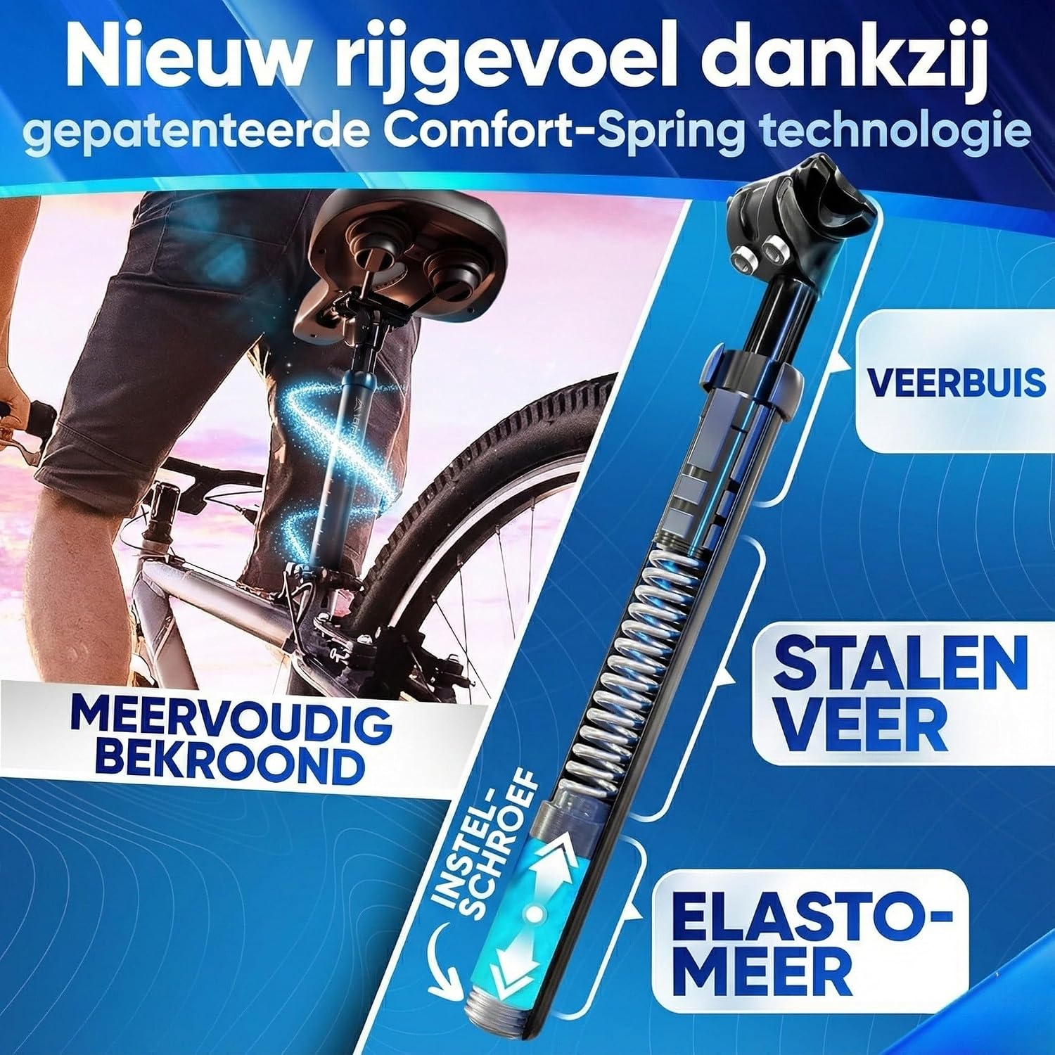 Nextcover Tige de selle à suspension Comfort-Spring - 27,2-34,9 mm - Noir