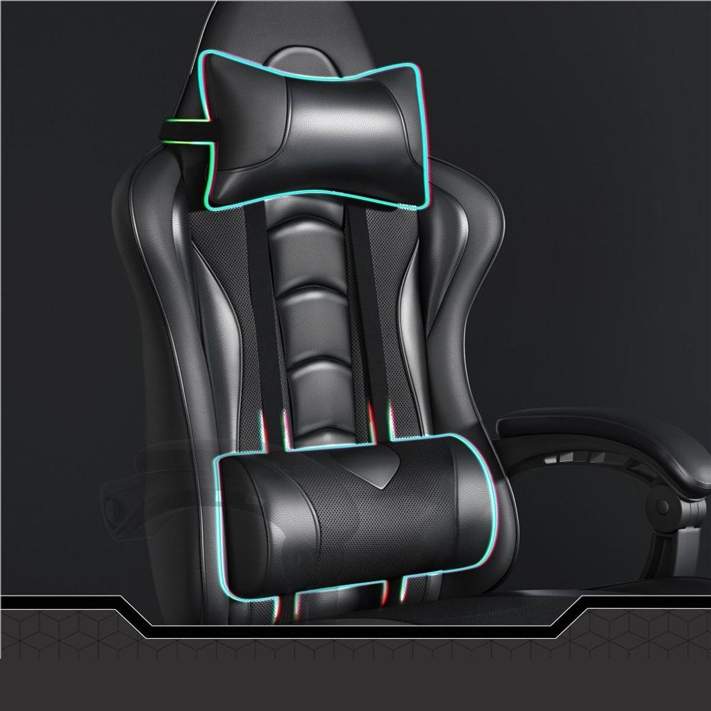 Fauteuil gaming Yaheetech avec fonction massage et repose-pieds - noir