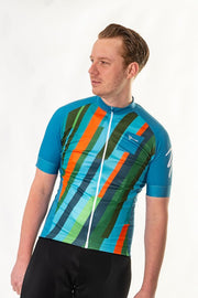Maillot de cyclisme à manches courtes Lines bleu - XL