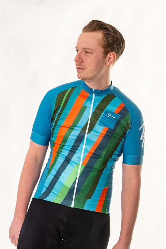 Maillot de cyclisme à manches courtes Lines bleu - XL