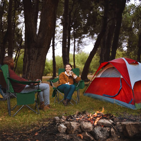 TRVLMORE Chaises de camping XL - pliables - 2-Pack - Capacité de charge 150KG - Sac de transport inclus - Chaise pliante - Chaise de pêche - Chaise de camping - Chaise pliante - Vert