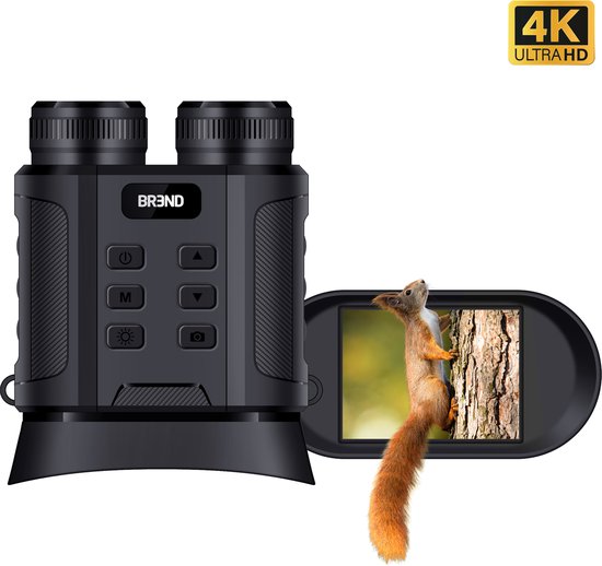 BREND BR-2242 Jumelles numériques - Vision nocturne 300 mètres - 4K - 40 mégapixels - écran IPS - zoom 10x - lampe de poche - carte SD incluse