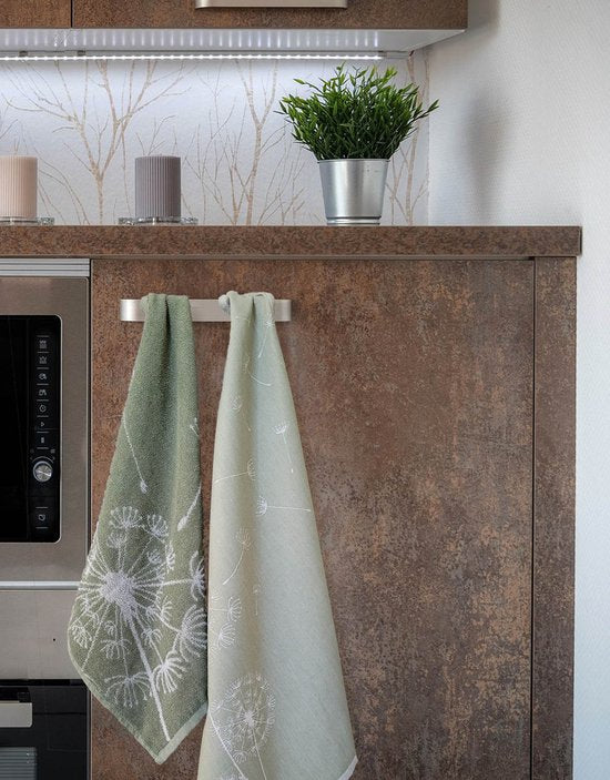 Lot de 6 torchons de cuisine DoubleDry Luxe - 50 x 50 cm - 100 % coton - Très absorbants et résistants - Pissenlit, vert