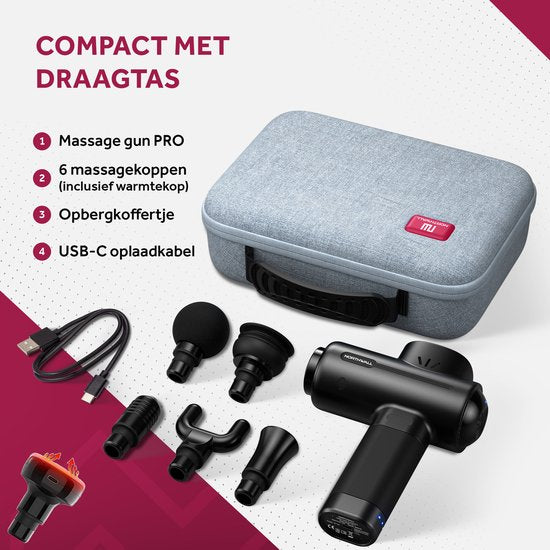 Masseur - Northwall - Pistolet de massage - 6 accessoires  - Relaxation - Sans fil