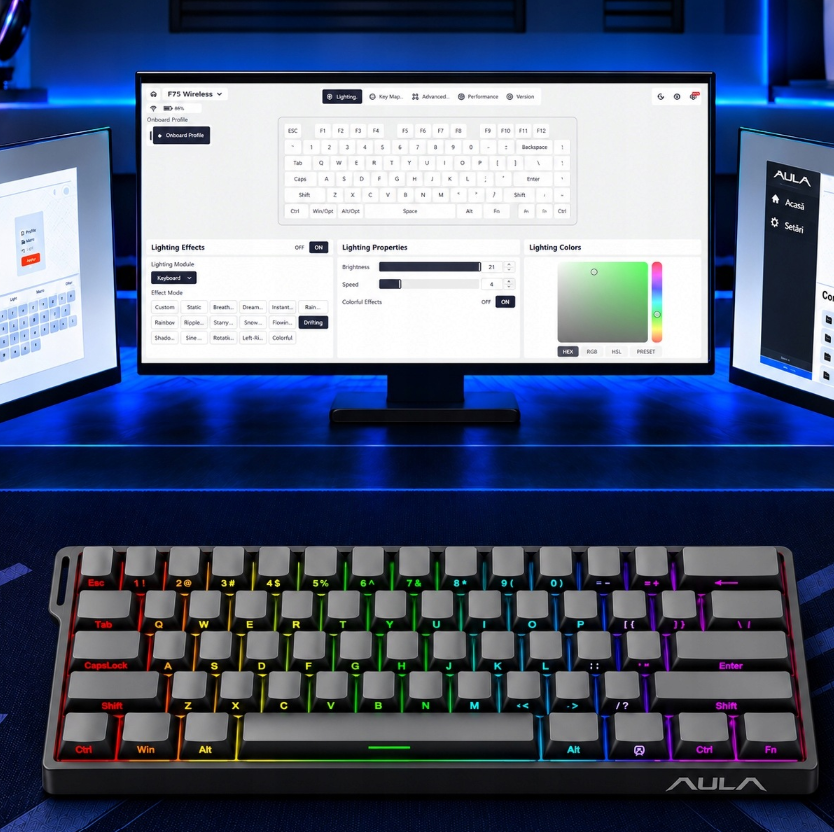Clavier gaming AULA WIN60 HE - Compact 60 % - Commutateurs magnétiques - 8 000 Hz - Rapid Trigger - RGB - 30,2 x 10,9 cm