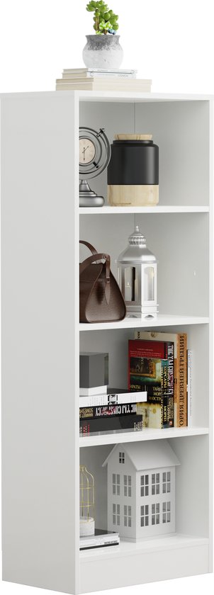 DMV - Armoire à compartiments - Armoire à compartiments ouverte - Armoire murale - Armoire à compartiments blanche - Bibliothèque - Bibliothèque blanche - Armoire murale - Armoire à compartiments - 50x30x130 cm - Blanc