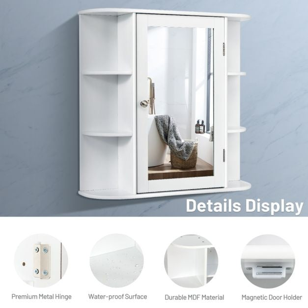 Coast armoire murale salle de bain armoire de toilette avec porte miroir et étagères blanc 65 x 17 x 63 cm