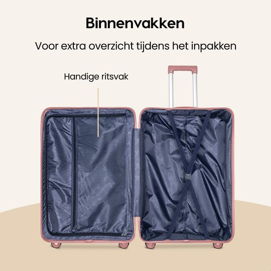 SKYCASES Urban Adventurer - Valise à main - Verrouillage par numéro - 44L - Roues pivotantes - Valise de voyage avec serrure à bagages - Trolley léger - Rose