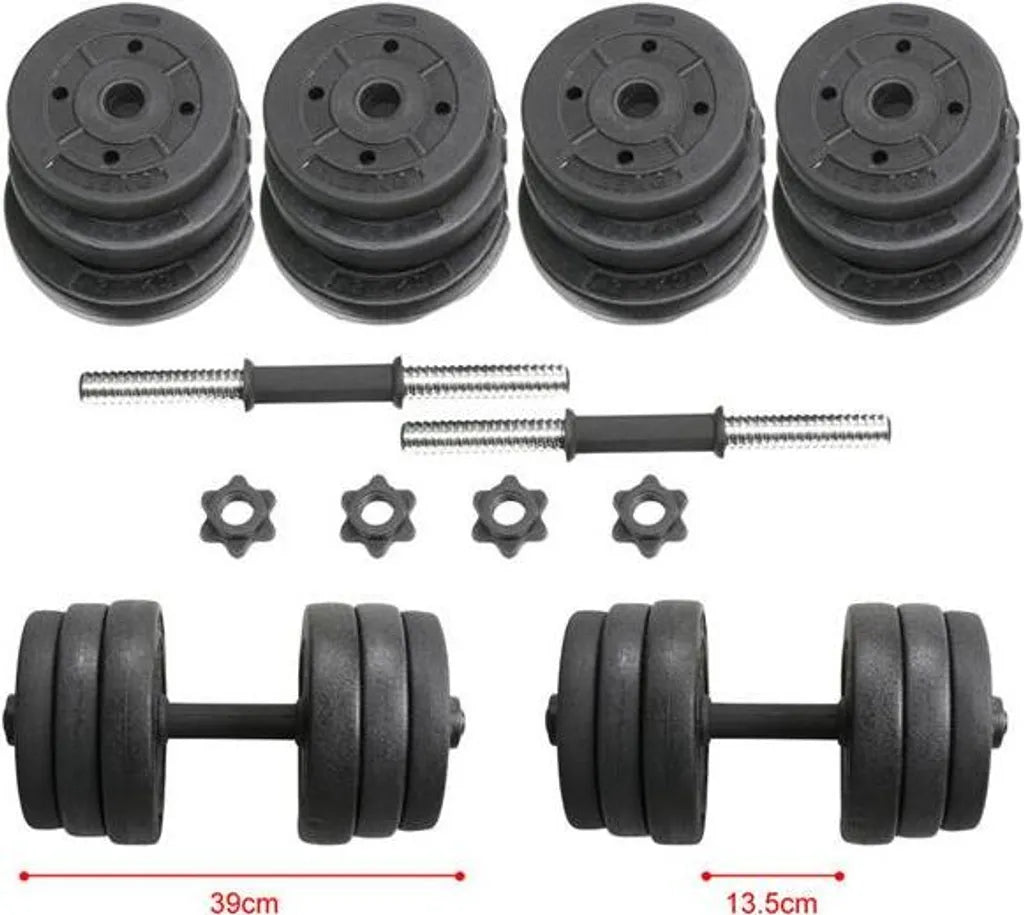 Yaheetech Jeu d'haltères 20kg - Réglable - Anti-dérapant - 12 poids - Noir