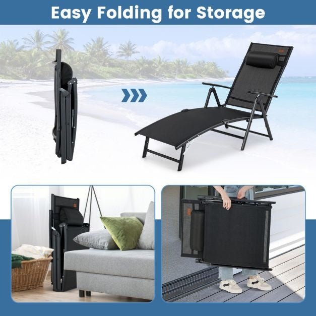 Coast Bain de soleil Bain de jardin avec appui-tête 7 dossiers réglables noir