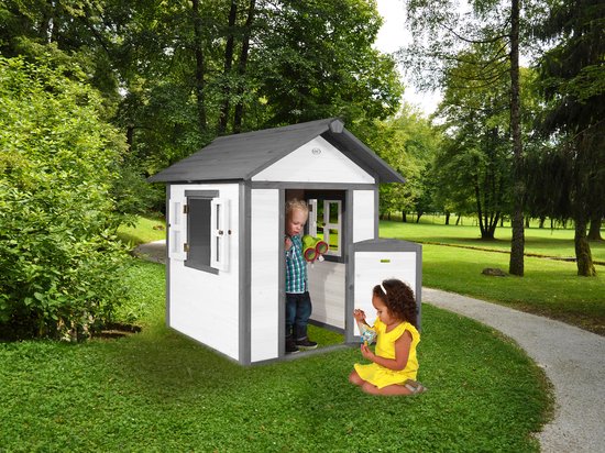 Maisonnette de jeux AXI Beach Lodge en gris/blanc - Maisonnette de jeux pour le jardin / l'extérieur - Bois certifié FSC - Maisonnette de jardin pour enfants